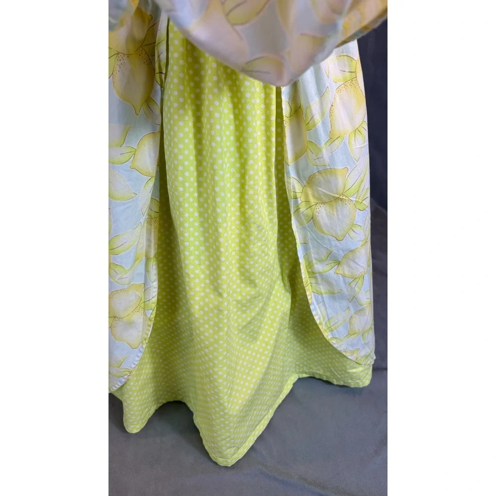 Talbots Girls Yellow Blue Lemon Print Pinafore Dress Petticoats Easter Wedding 7